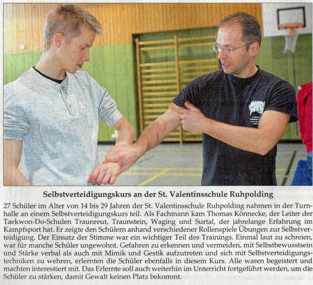 Selbstverteidigungskurs an der Schule