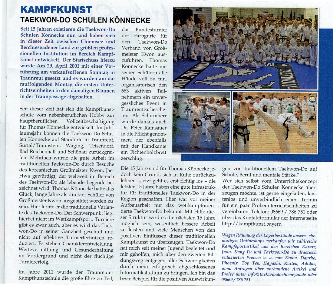 15 Jahre Taekwon-Do Schule Traunreut Kampfsport und Selbstverteidigung in Traunreut