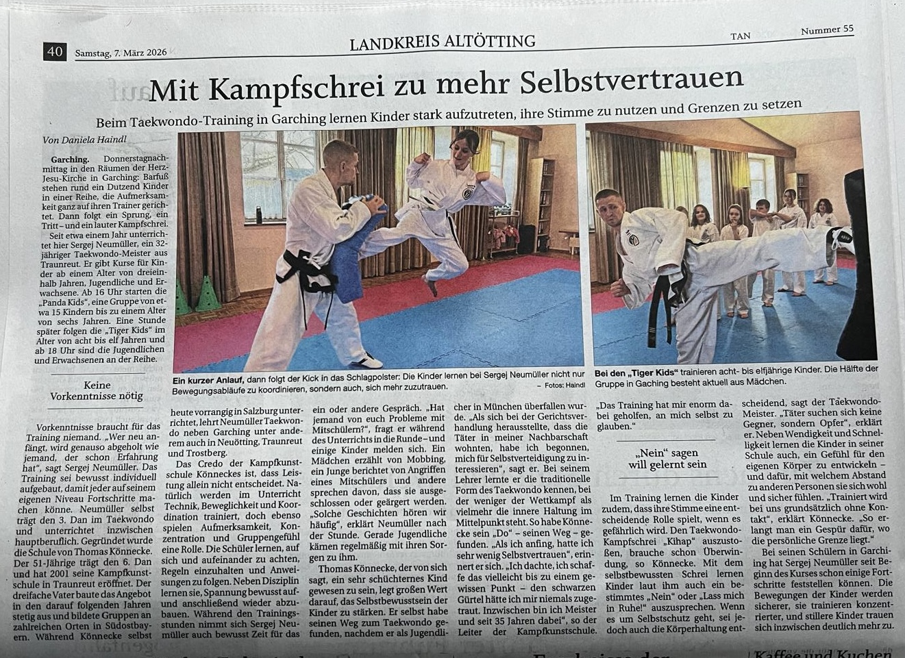 Taekwon-Do Kindertraining in Garching an der Alz mit Meister Sergej Neumüller